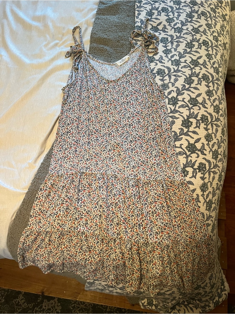 Floral Tie-Shoulder Sundress in Multi-Color